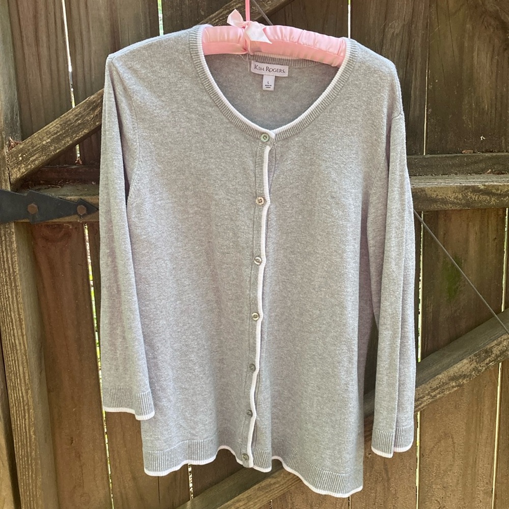 Kim Rogers cotton grey cardigan sweater